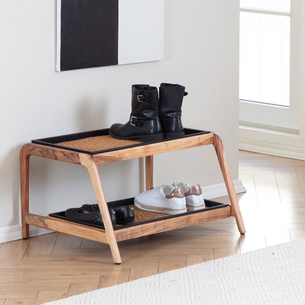 Wooden Boot Tray (Double Tier) - Smoked Oak (001)