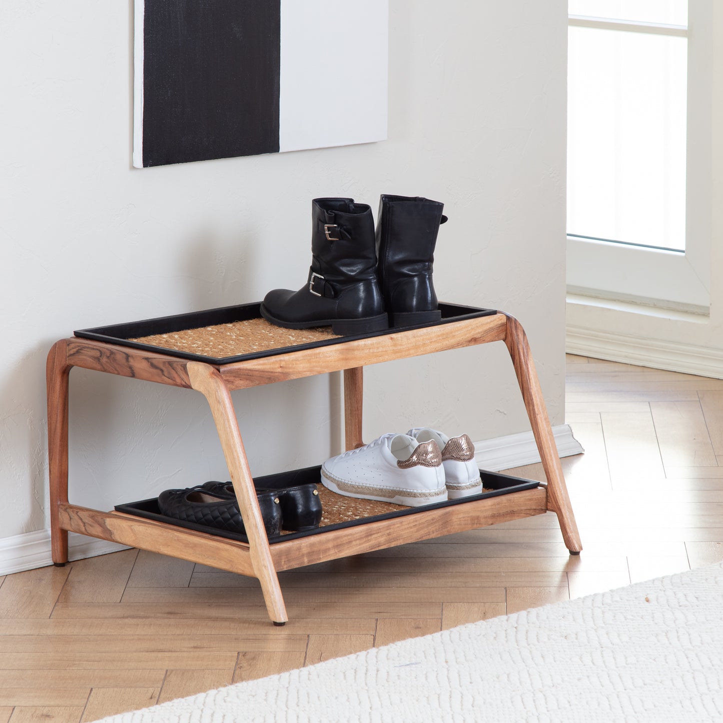 Wooden Boot Tray (Double Tier) - Mersey (002)
