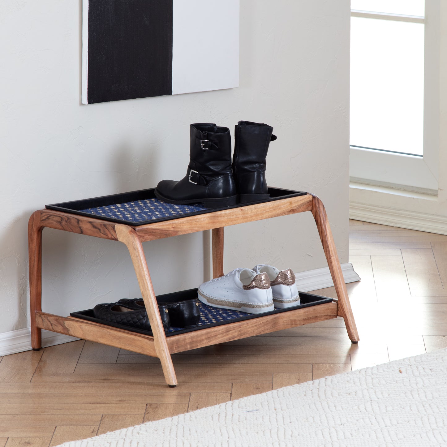 Wooden Boot Tray (Double Tier) - K.C. Whistle (010)
