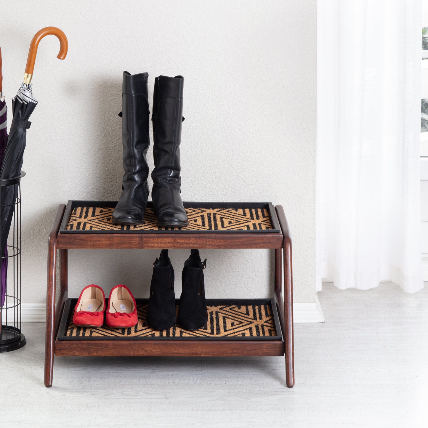 Wooden Boot Tray (Double Tier) - Ibadan (013)