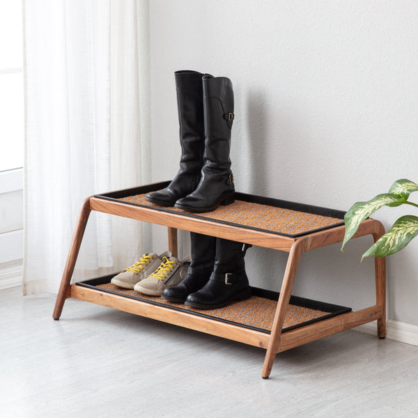 Wooden Boot Tray (Double Tier) - My Blue Heaven (007)