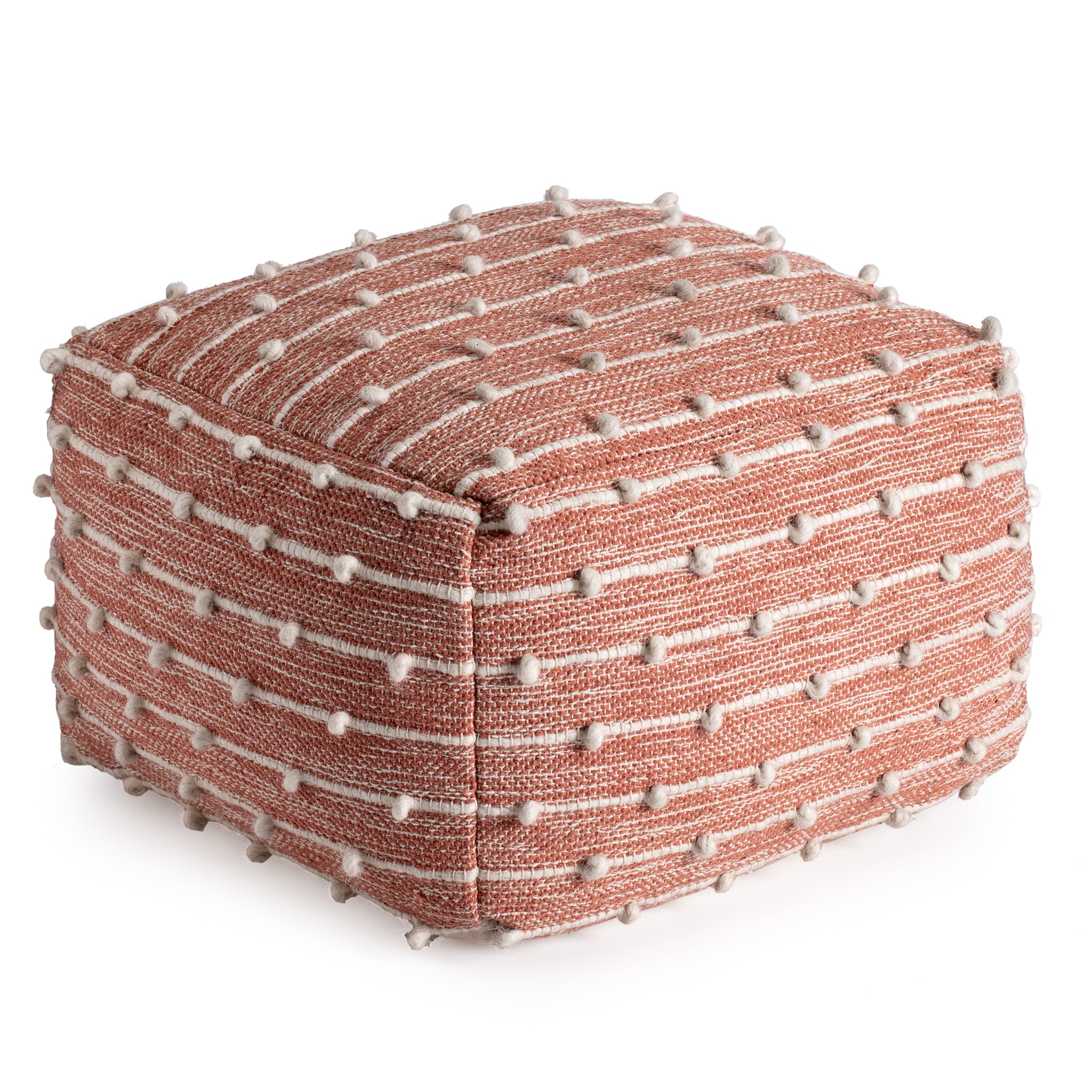 Sedona Orange Ivory Cotton Polyester Ottoman Pouf – Anji Mountain