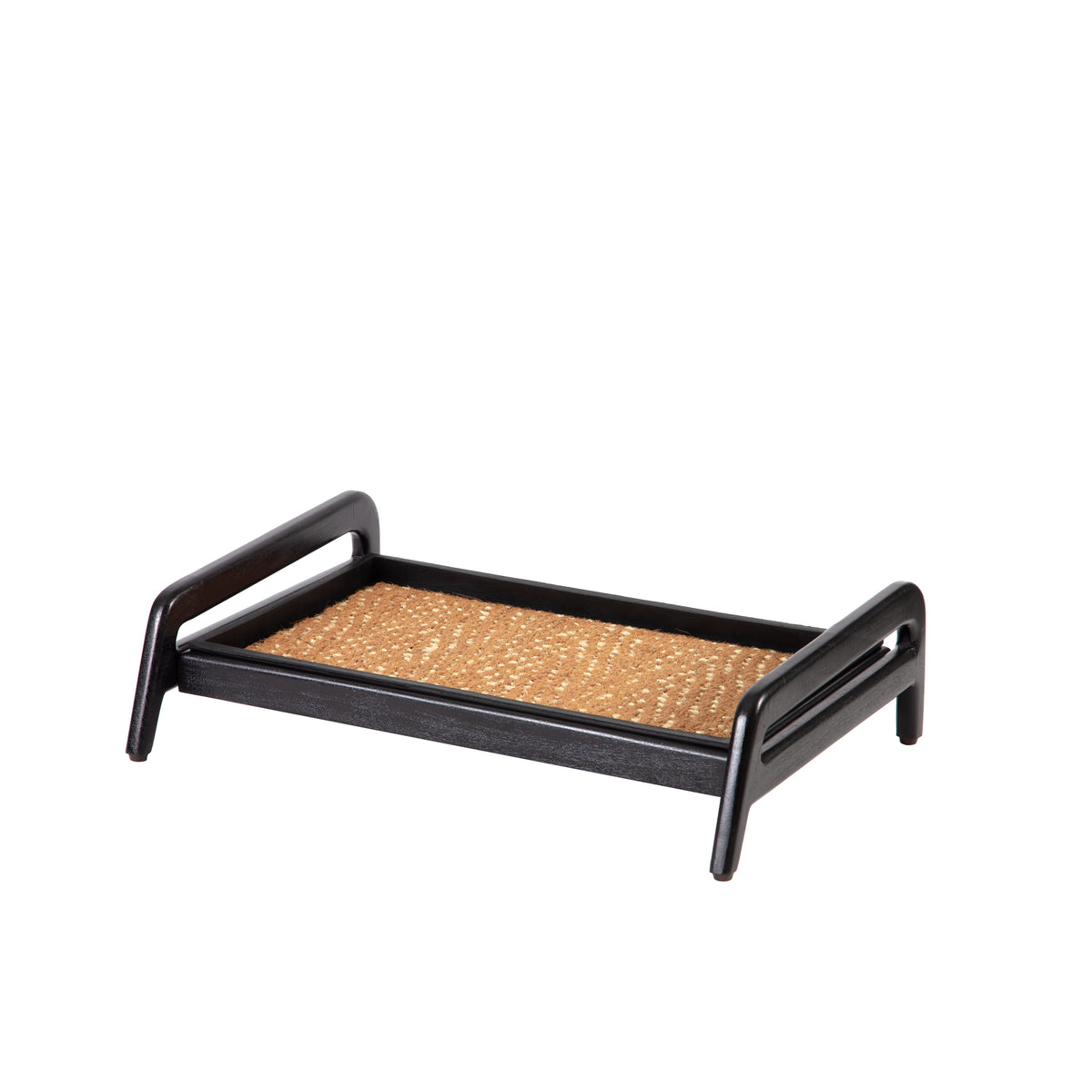 Metal Boot Tray Black, Ivory Coir Insert - Natural Rug Co