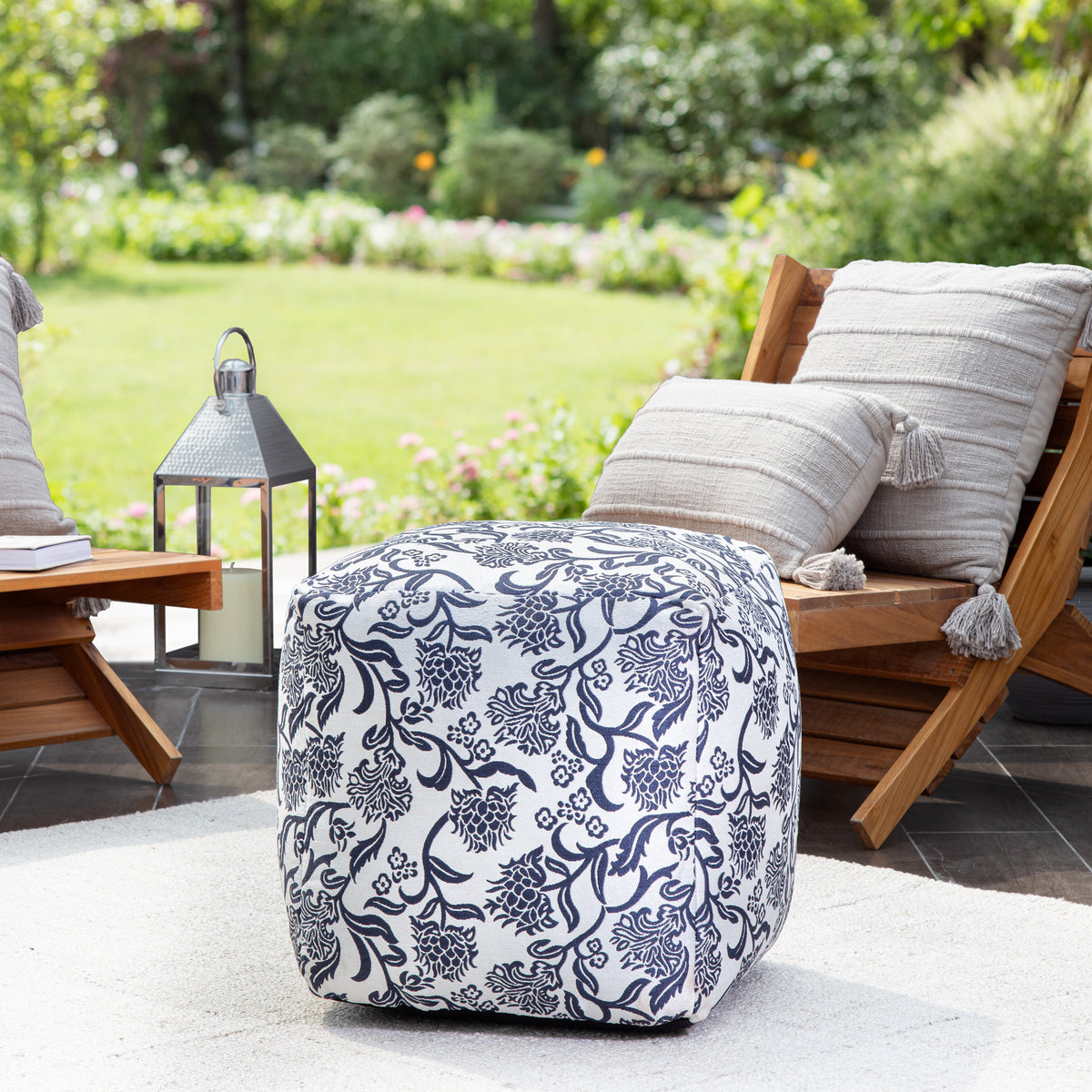 Pouf gonfiabile Ottoman Malacca, h 23 x Ø 53 cm, Poliestere idrorepellente,  Colore Fantasia