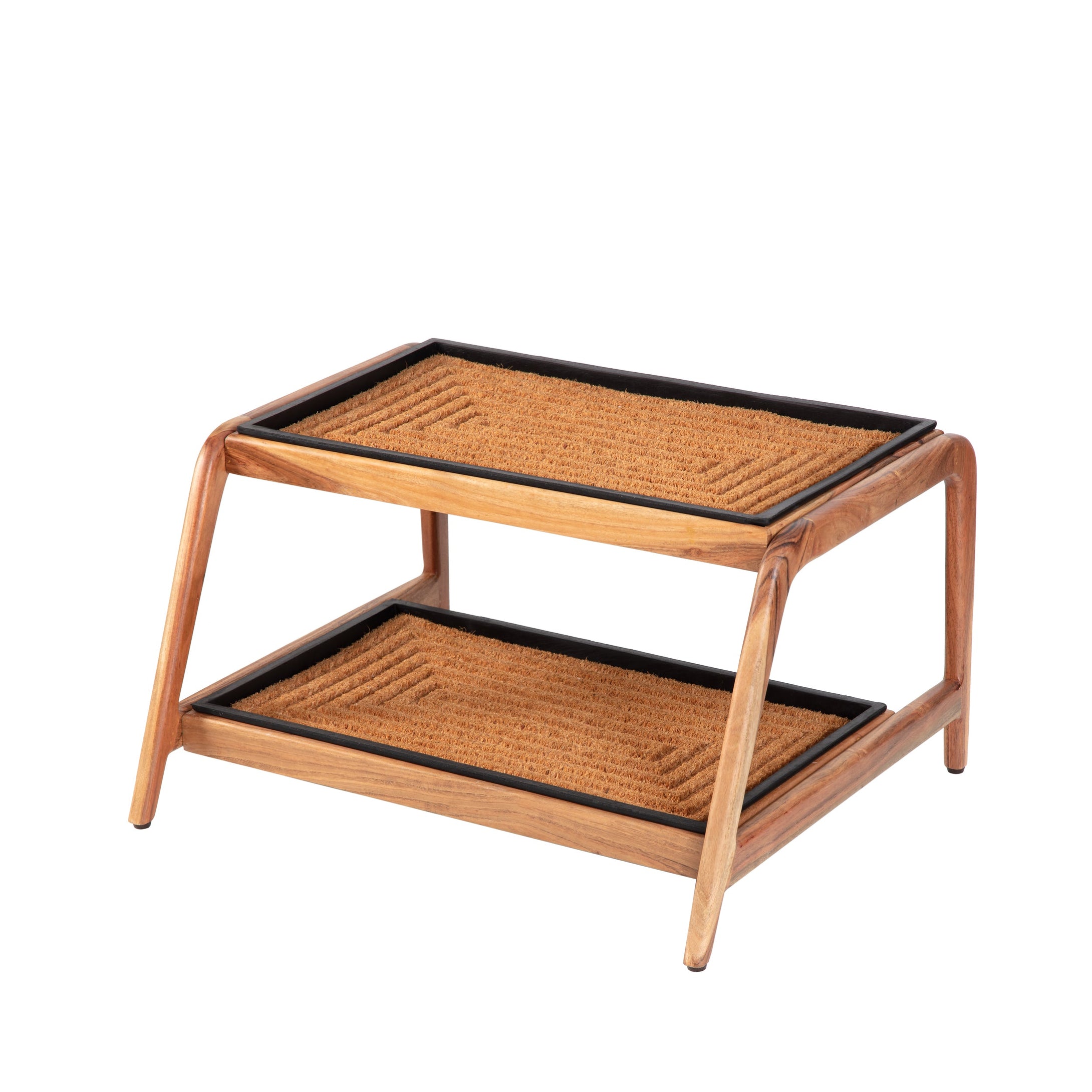 Wooden Boot Tray (Double Tier) - Rectangle Ripple (018)