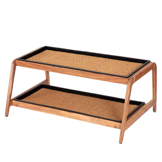 Wooden Boot Tray (Double Tier) - Smoked Oak (001)