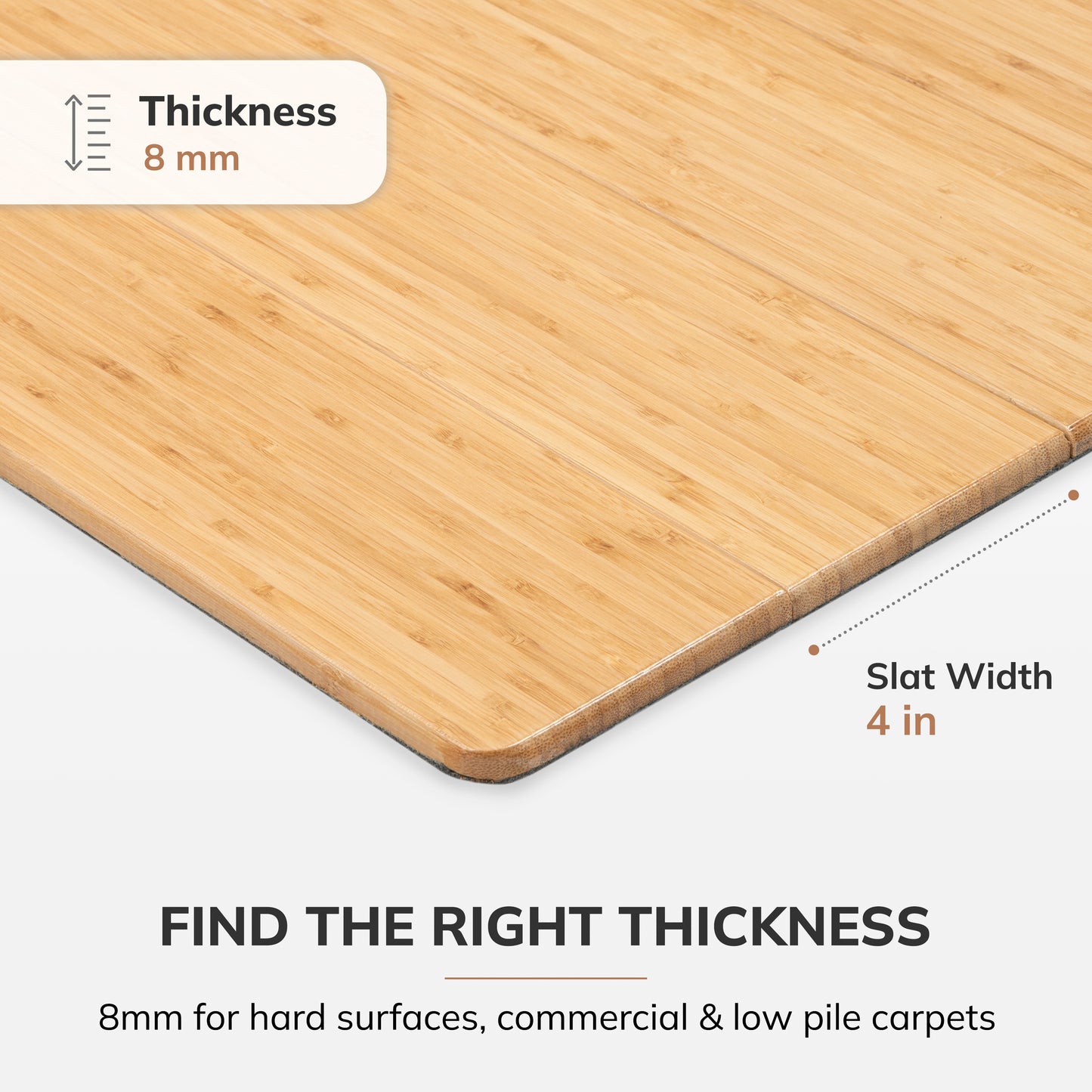 Deluxe Bamboo Chair Mat (No Lip)
