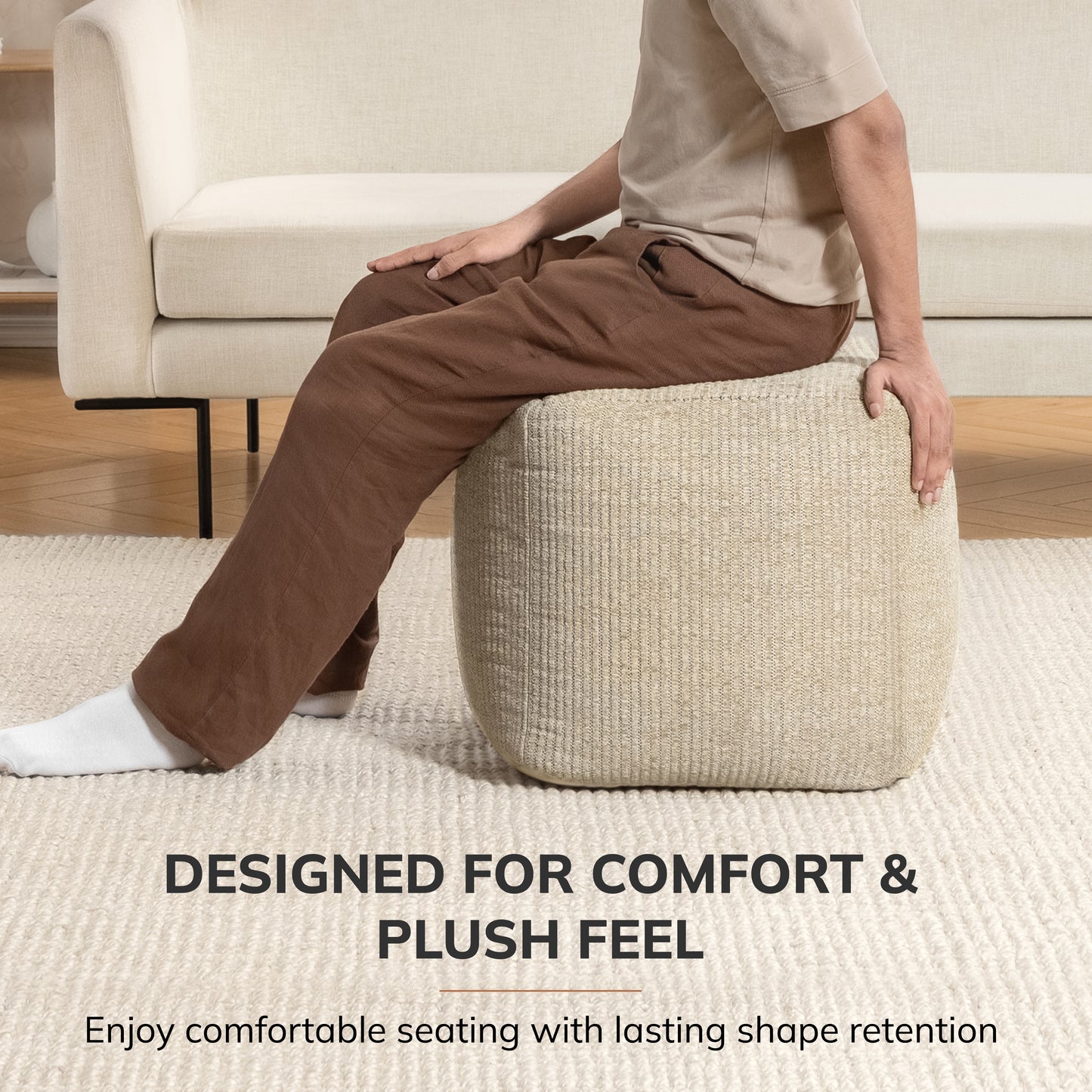 Madison Pouf - Ivory Natural