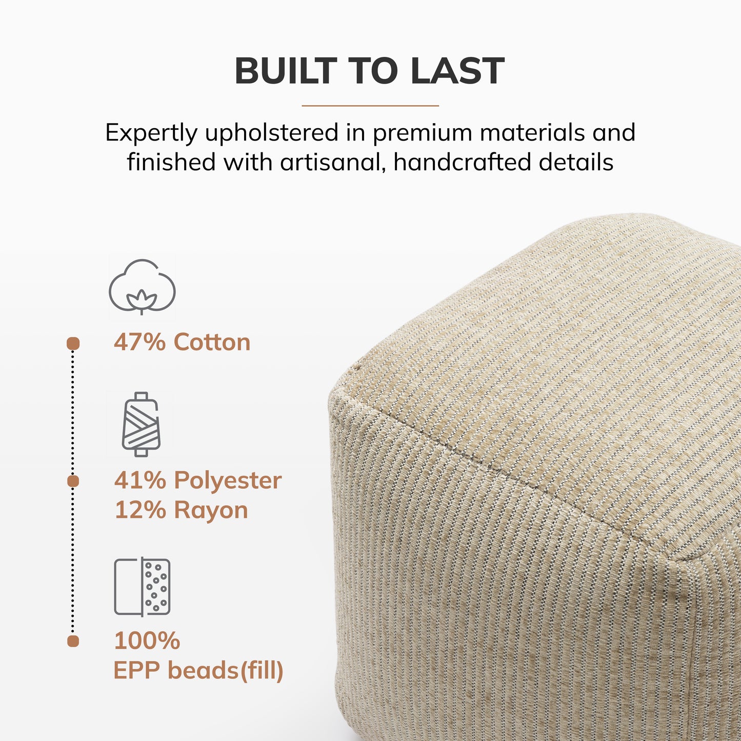 Madison Pouf - Ivory Natural