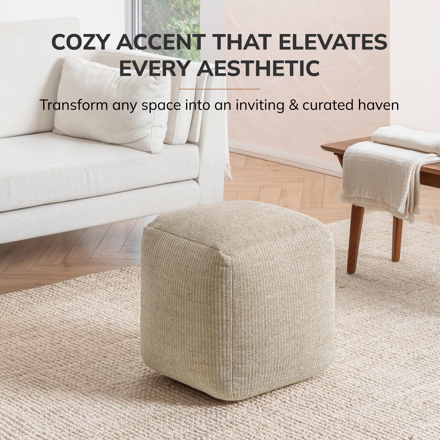 Madison Pouf - Ivory Natural