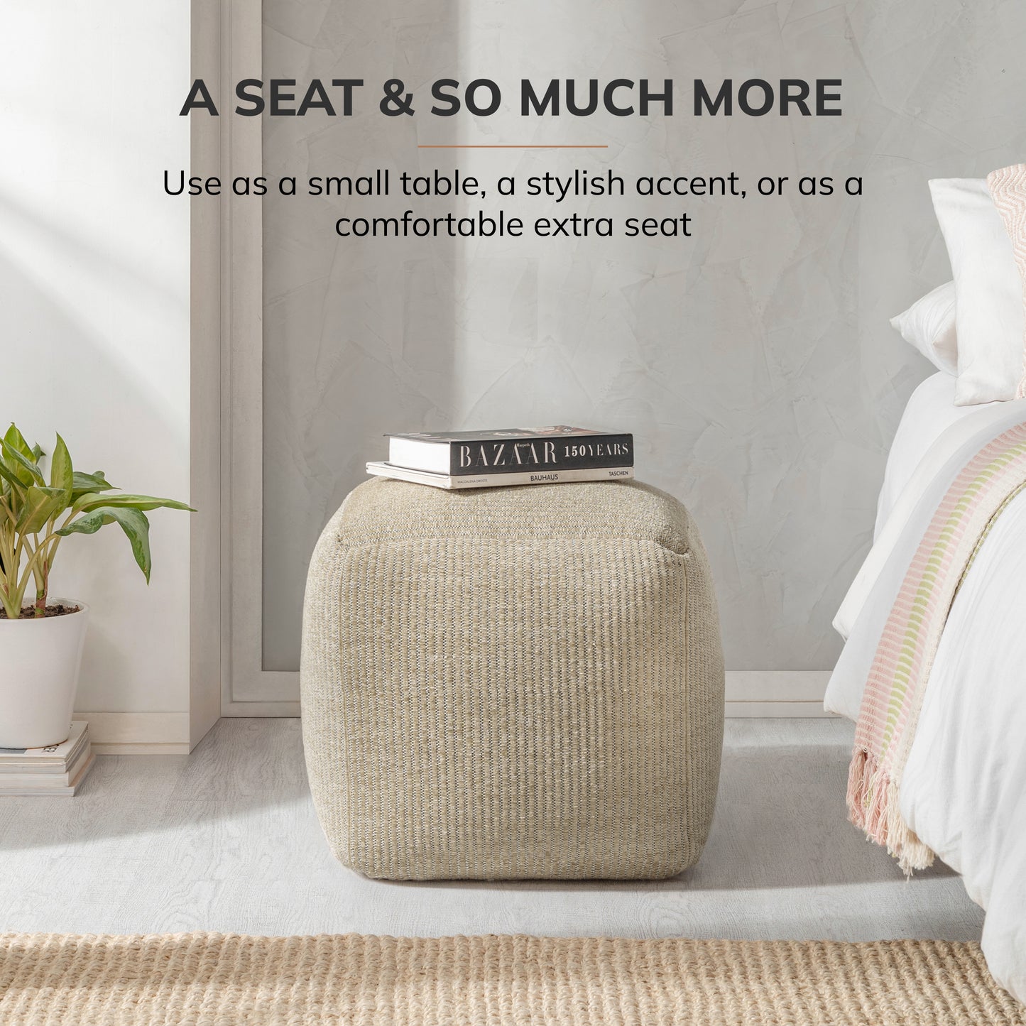 Madison Pouf - Ivory Natural