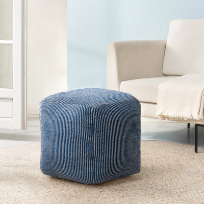 Madison Pouf - Ivory Sailor Blue