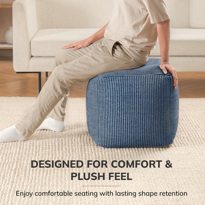 Madison Pouf - Ivory Sailor Blue