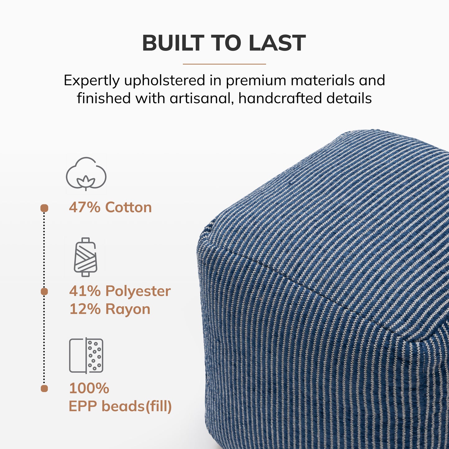 Madison Pouf - Ivory Sailor Blue