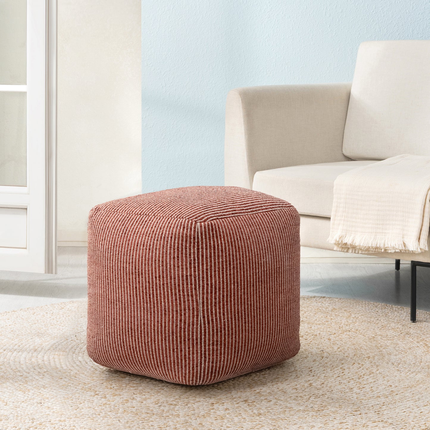 Madison Pouf - Ivory Brown