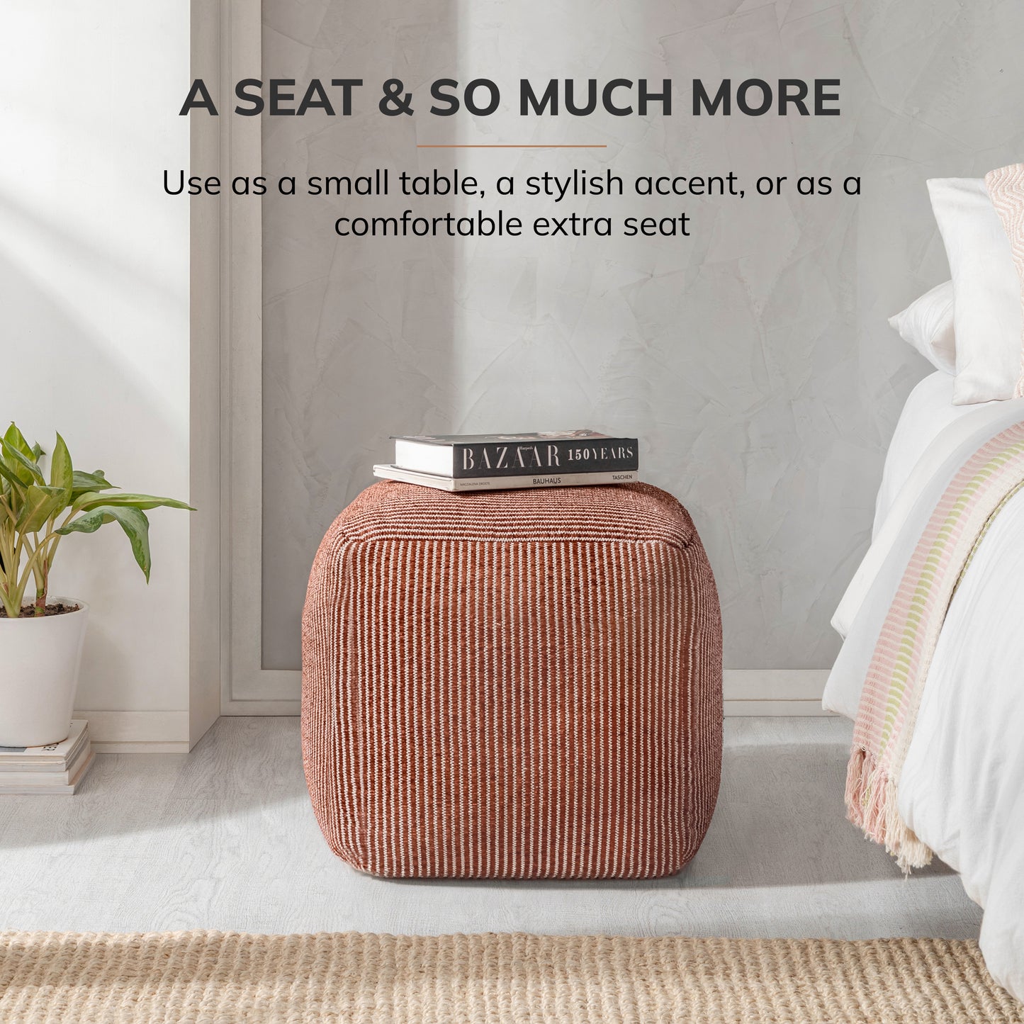 Madison Pouf - Ivory Brown