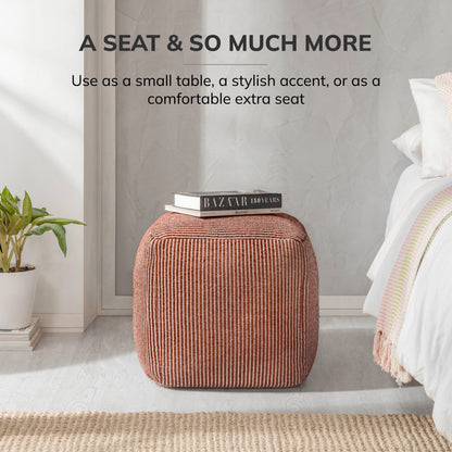 Madison Pouf - Ivory Brown
