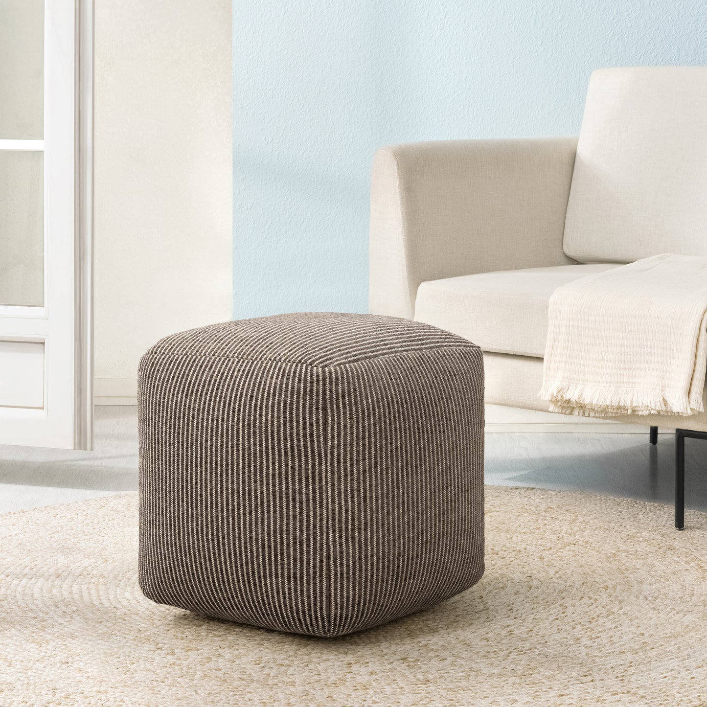 Madison Pouf - Ivory Mocha Bisque