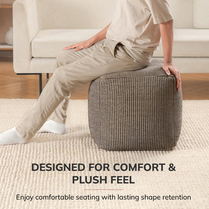 Madison Pouf - Ivory Mocha Bisque