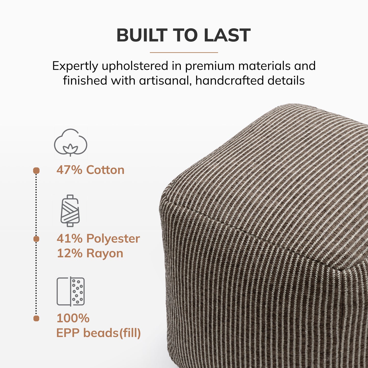 Madison Pouf - Ivory Mocha Bisque