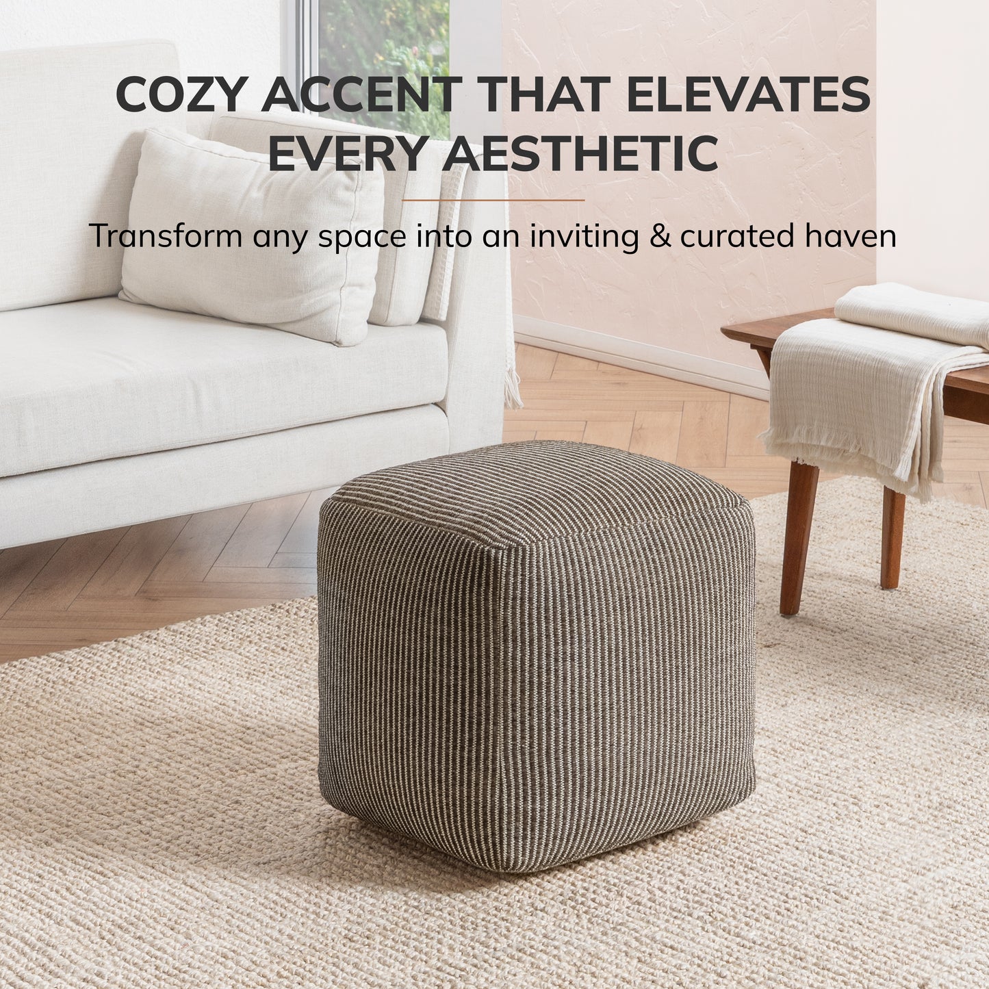 Madison Pouf - Ivory Mocha Bisque