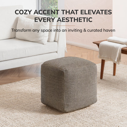 Madison Pouf - Ivory Mocha Bisque