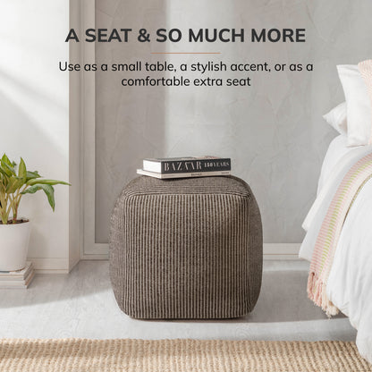 Madison Pouf - Ivory Mocha Bisque