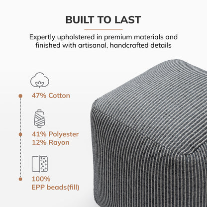 Madison Pouf - Ivory Gray