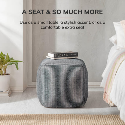 Madison Pouf - Ivory Gray