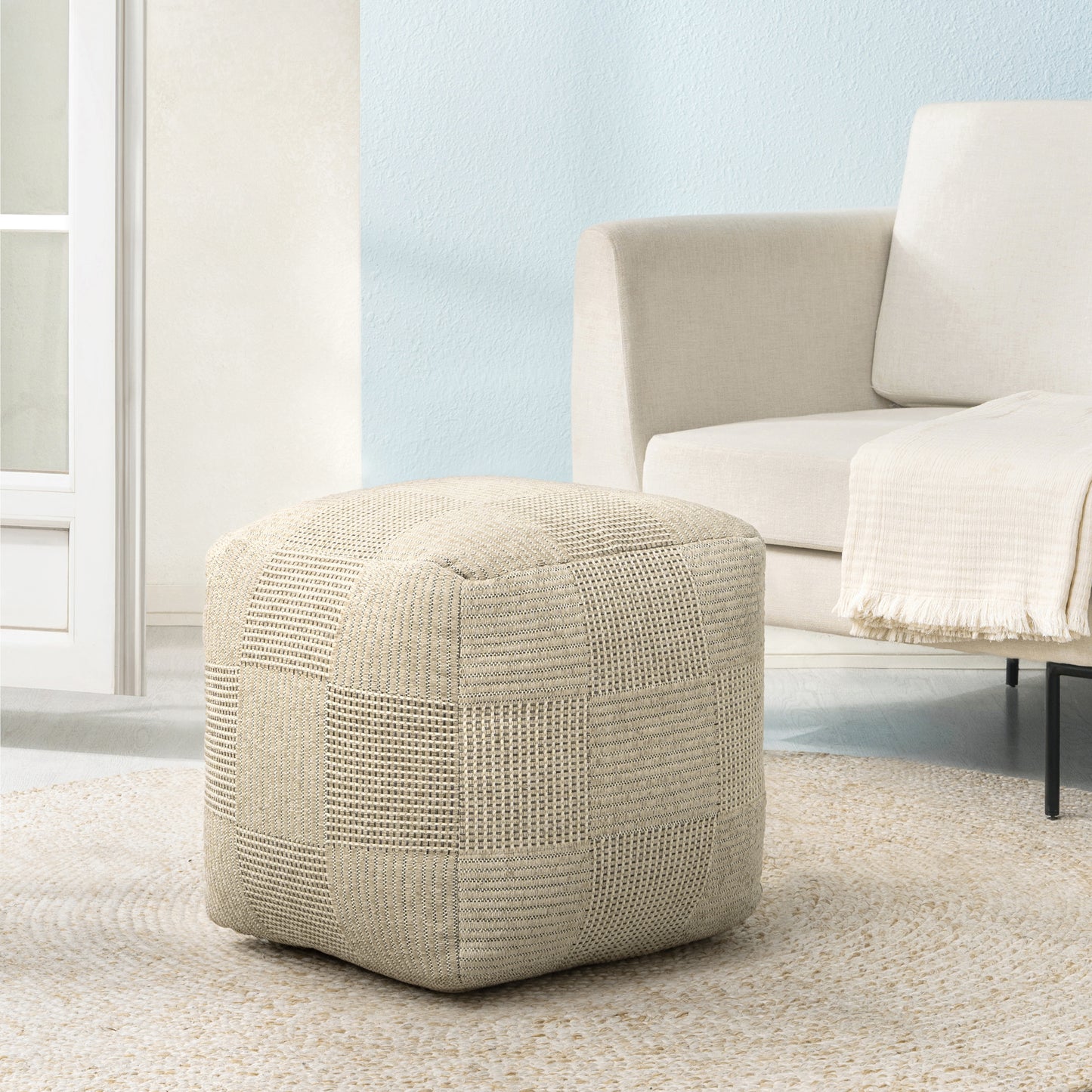Branford Pouf - Ivory Natural