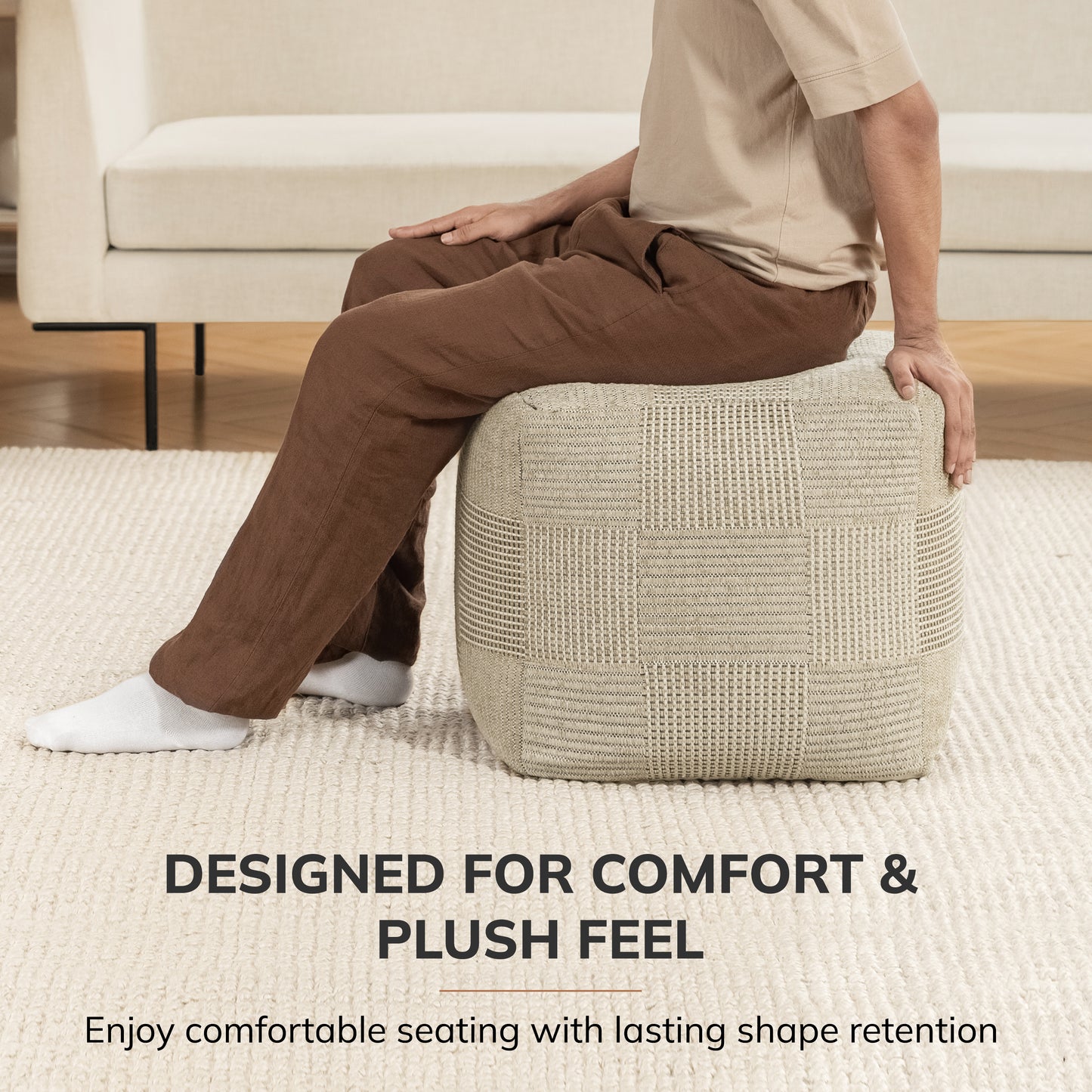 Branford Pouf - Ivory Natural