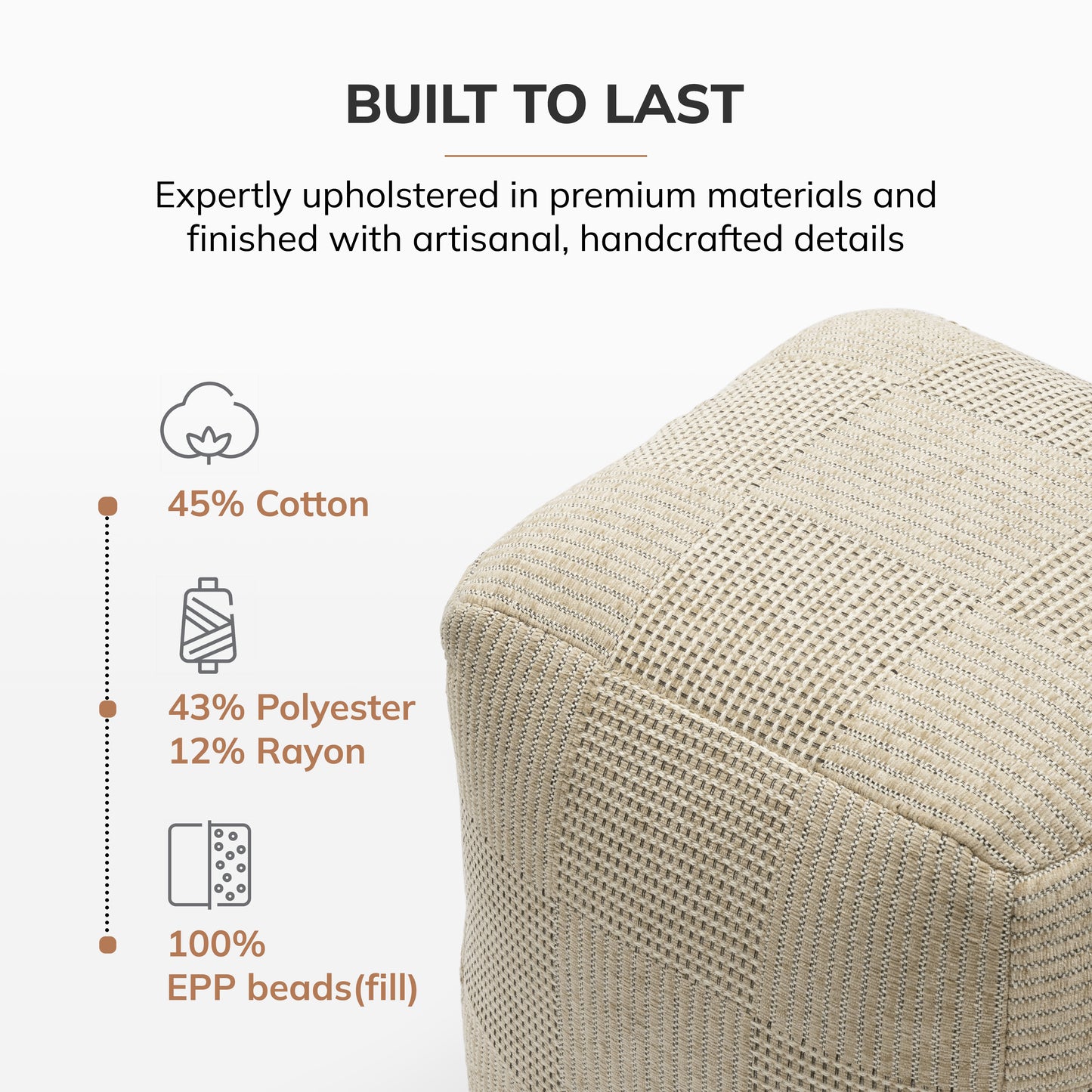 Branford Pouf - Ivory Natural