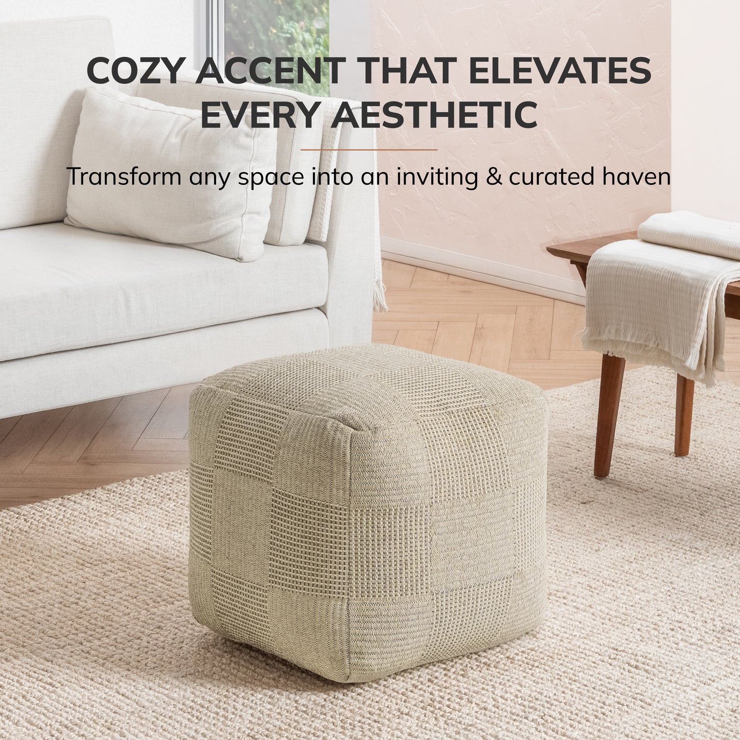 Branford Pouf - Ivory Natural