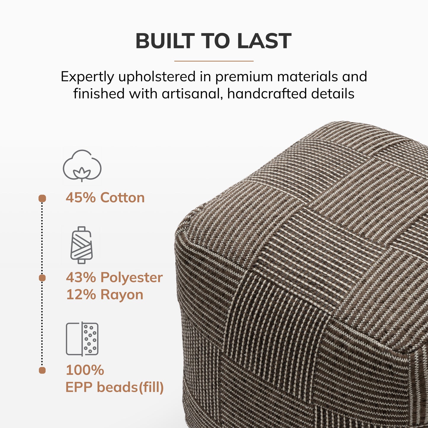 Branford Pouf - Ivory Mocha Bisque