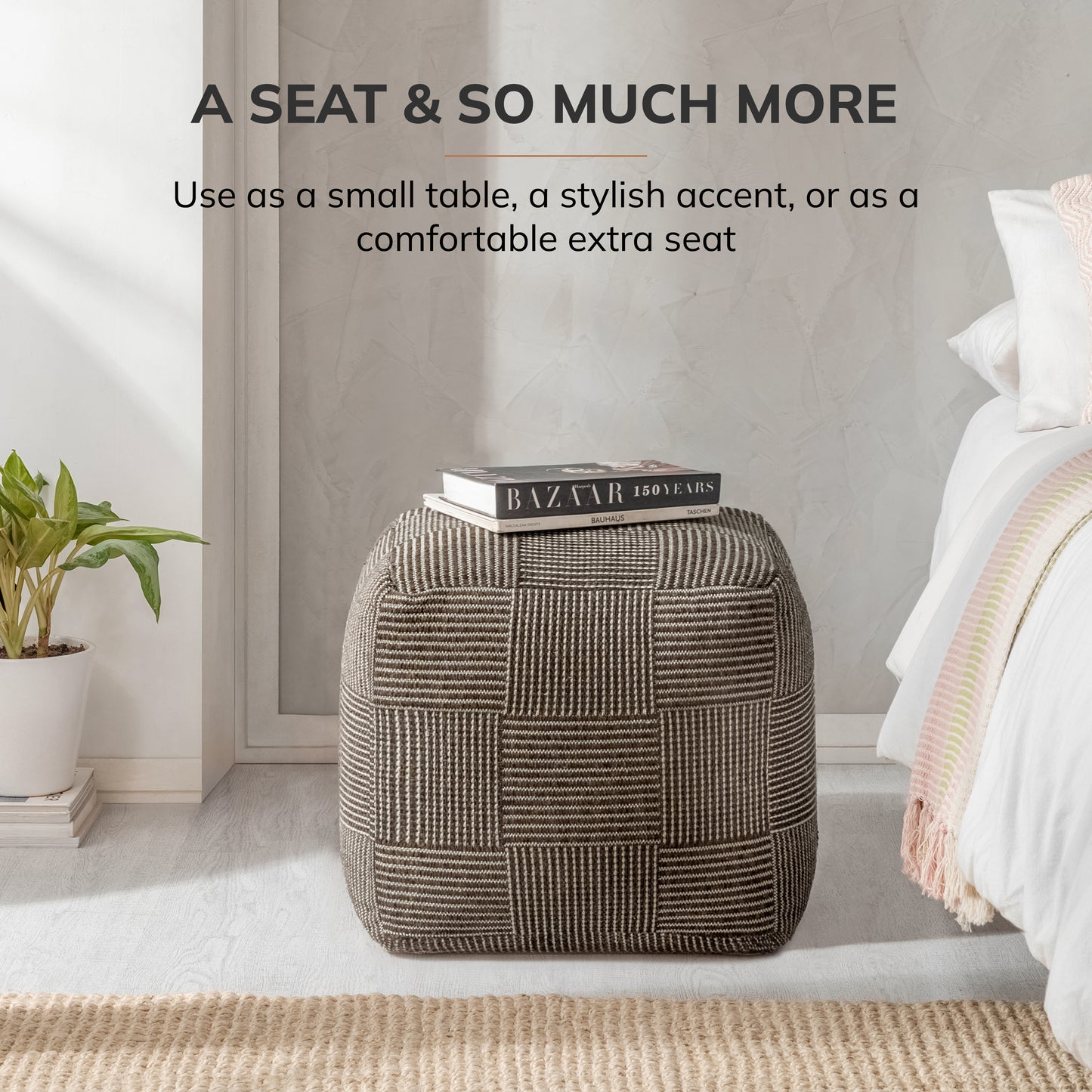 Branford Pouf - Ivory Mocha Bisque