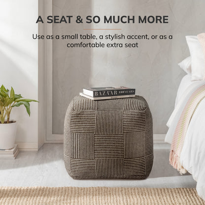 Branford Pouf - Ivory Mocha Bisque