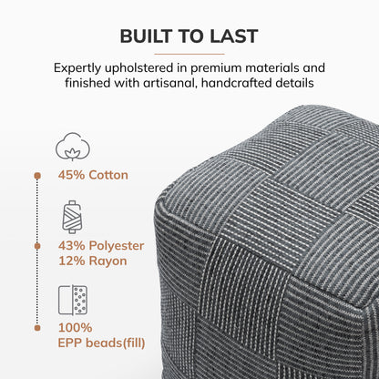Branford Pouf - Ivory Gray