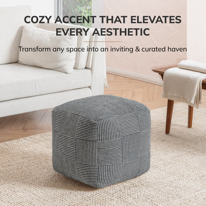Branford Pouf - Ivory Gray