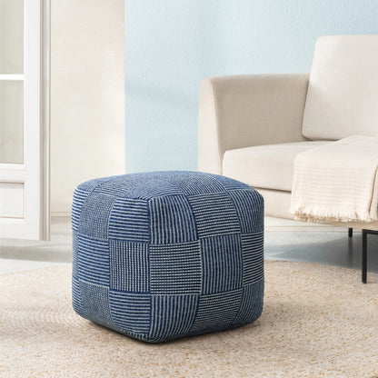 Branford Pouf - Ivory Sailor Blue