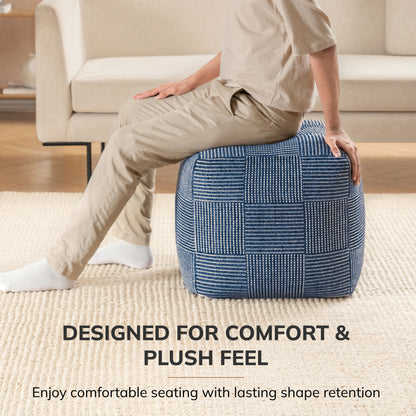 Branford Pouf - Ivory Sailor Blue