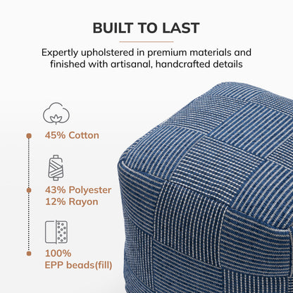 Branford Pouf - Ivory Sailor Blue