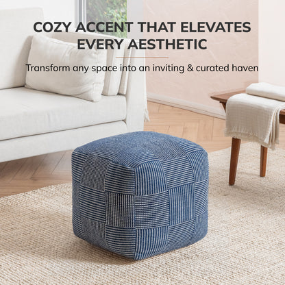 Branford Pouf - Ivory Sailor Blue