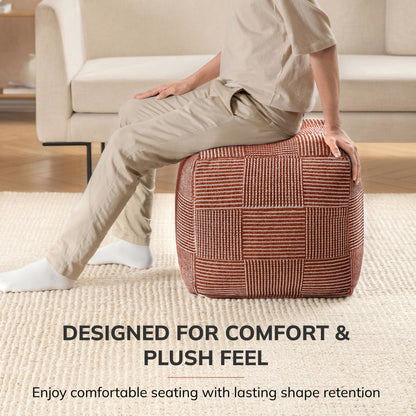 Branford Pouf - Ivory Brown