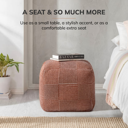 Branford Pouf - Ivory Brown
