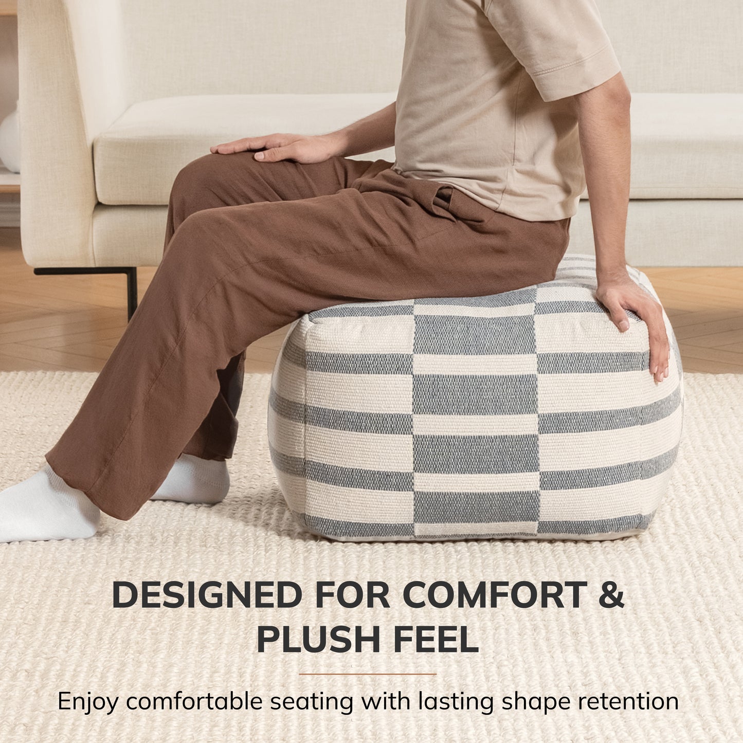 Londontown Pouf - Ivory Gray