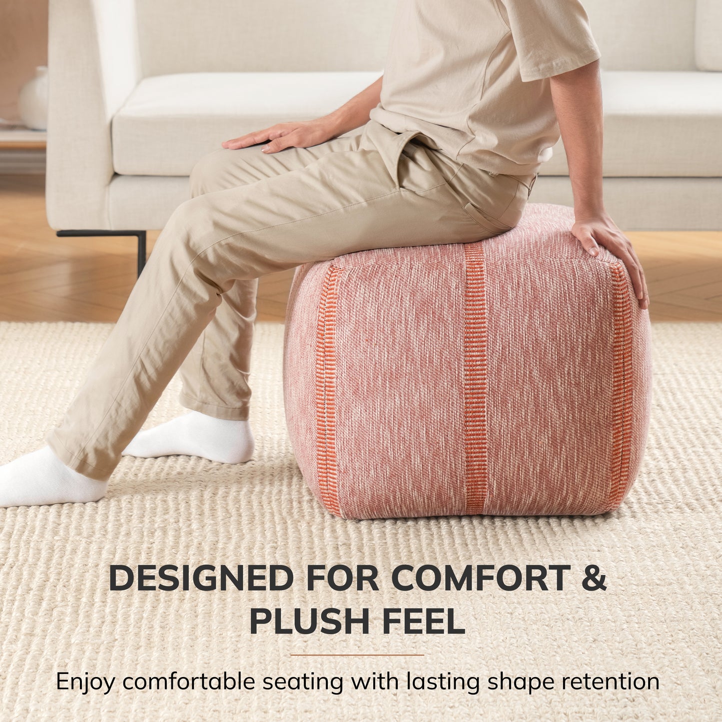 Waterbury Pouf - Red Burnt Sienna