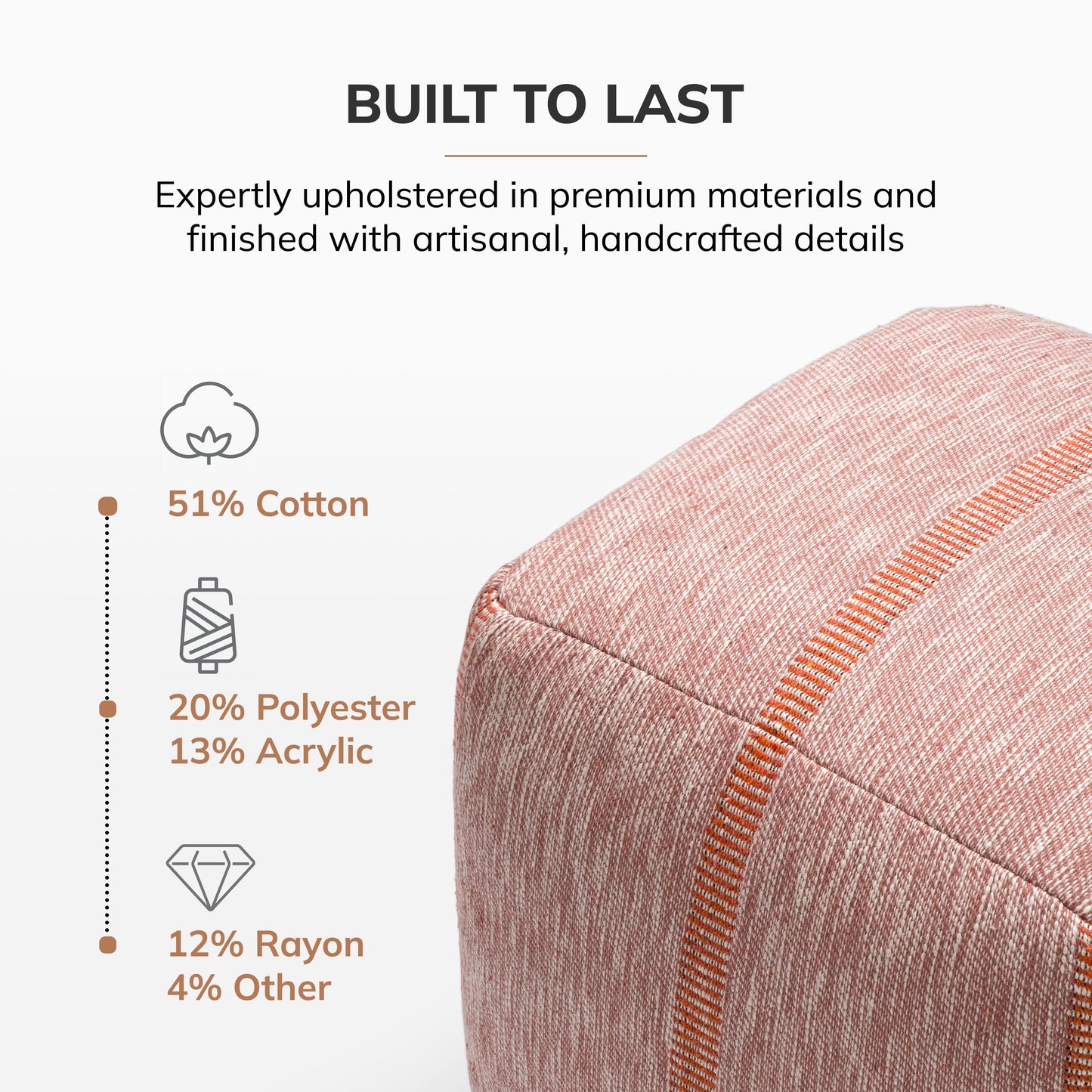 Waterbury Pouf - Red Burnt Sienna