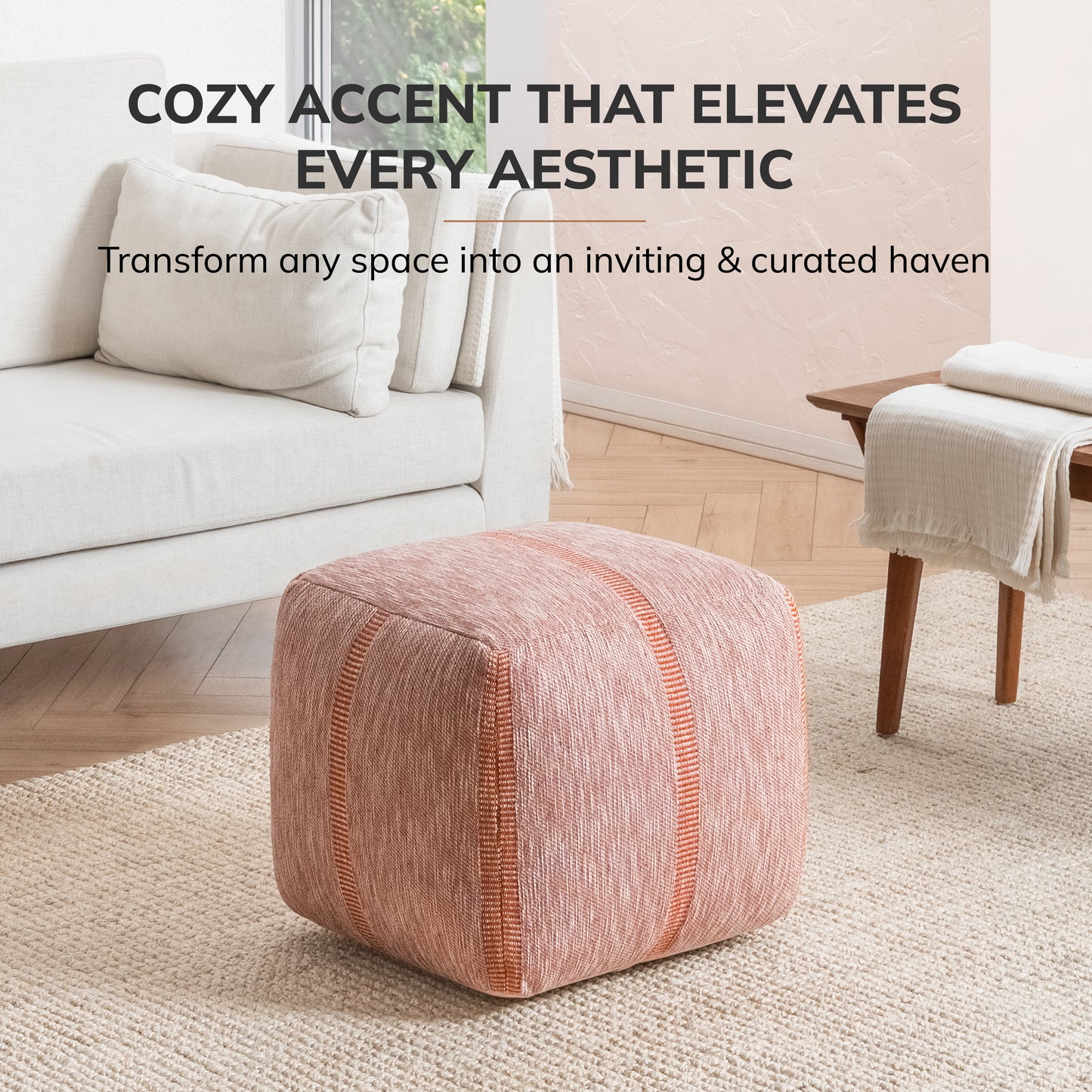 Waterbury Pouf - Red Burnt Sienna