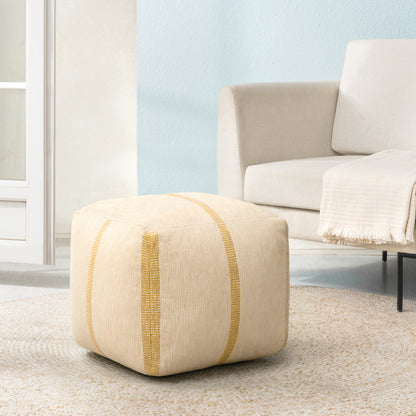 Waterbury Pouf - Beige Honey Mustard
