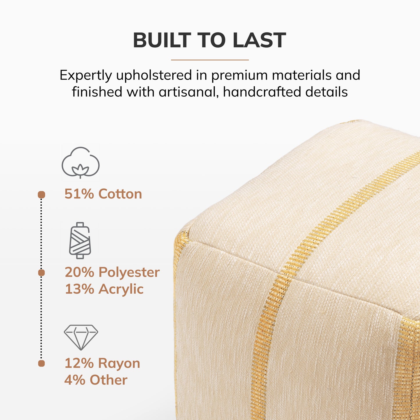 Waterbury Pouf - Beige Honey Mustard